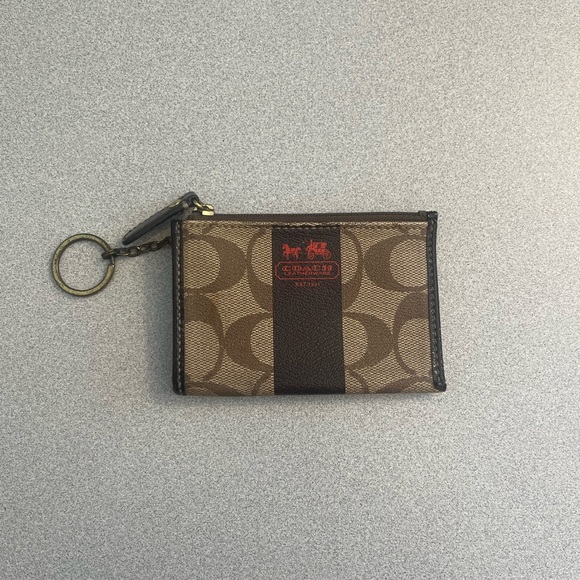 Coach Tan and Brown Monogram Keychain Pouch - Picture 1 of 3